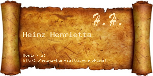 Heinz Henrietta névjegykártya